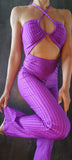 Elegant Jumpsuit Passion - Shiny violet lycra