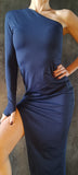 One shoulder elegant dress - Navy