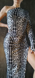 One shoulder elegant dress - Zebra