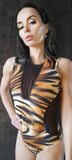 Elegant Body with tulle sleeveless - Tiger print