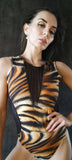 Elegant Body with tulle sleeveless - Tiger print