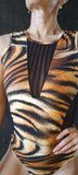 Elegant Body with tulle sleeveless - Tiger print